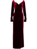 Saiid Kobeisy Velvet Long Fitted Dress — Red — Size S — Front View
