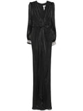Nissa Twist Detail Plisse Maxi Dress — Black — Size XS — Front View