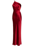 Michelle Mason Asymmetrical Design Silk Gown — Red — Size XS — Front View
