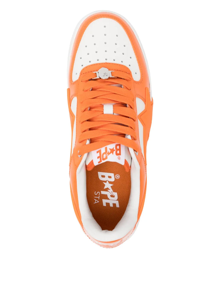 A Bathing Ape?Bape Sta Sneakers — Orange/White — Size US M 3.5 - US W 5 — Top View