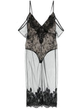 The Attico Tulle Overlay Midi Dress — Black — Size XS — Front View