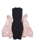 Coperni Taffeta Sleeved Dress — Black — Size XXS — Front View