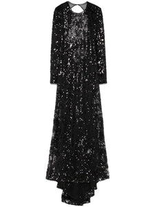 Victoria Beckham Sequined Tulle Gown — Black — Size XS — Front View