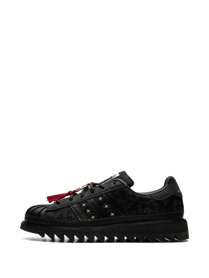 adidas X Clot Superstar Chinese New Year Sneakers — Black — Size US M 10 - US W 11.5 — Detail View