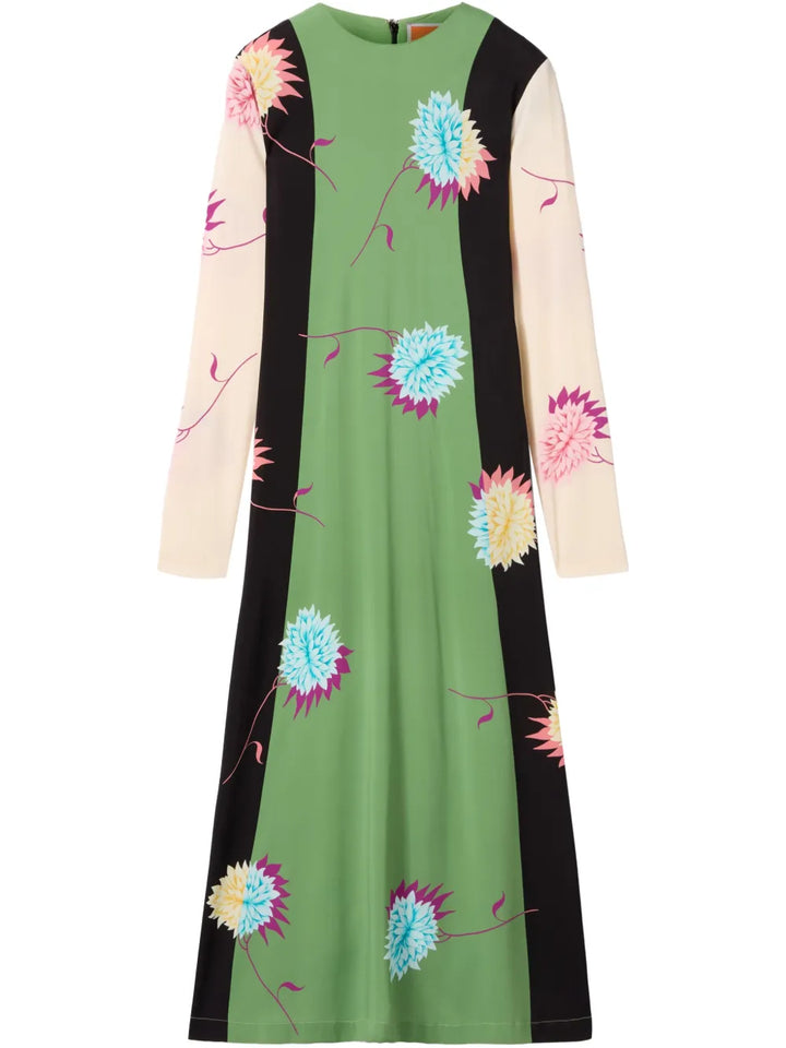 La Doublej Long Sleeve Swing Dress — Green — Size XS — Front View