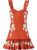 La Doublej Gingerbread Mini Dress — Orange — Size XS — Front View