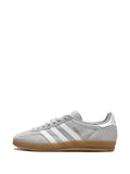 adidas Gazelle Indoor Grey Two/Cloud White/Gold Metallic Sneakers — Grey — Size US M 3.5 - US W 5 — Detail View