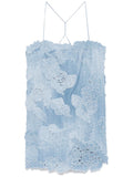 Ermanno Scervino Floral Applique Mini Dress — Blue — Size XS — Front View