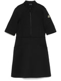 Moncler Year Of The Snake Patch Neoprene Mini Dress — Black — Size XS — Front View