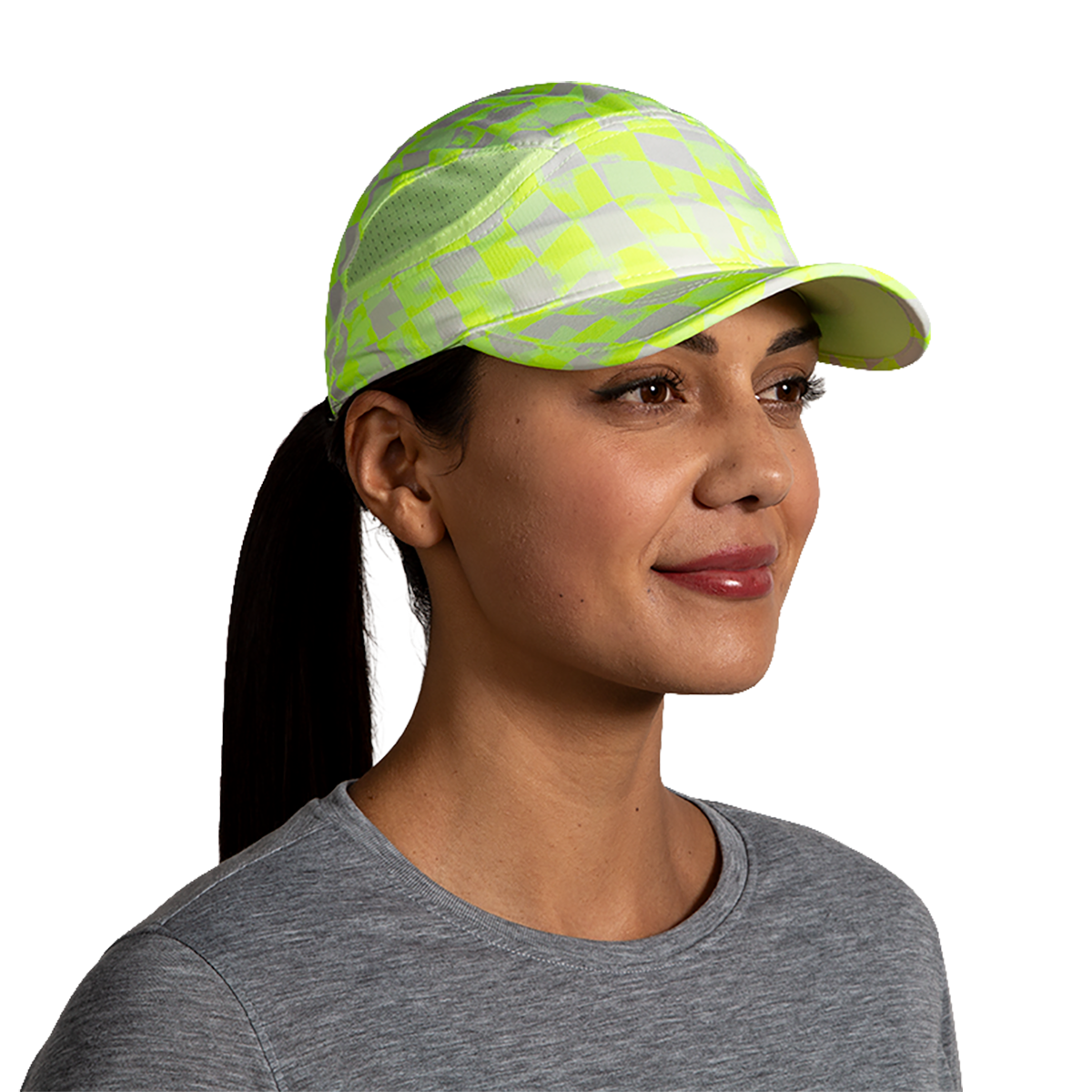 Brooks Chaser Hat — Speed Check Lime — Size One Size — Front View