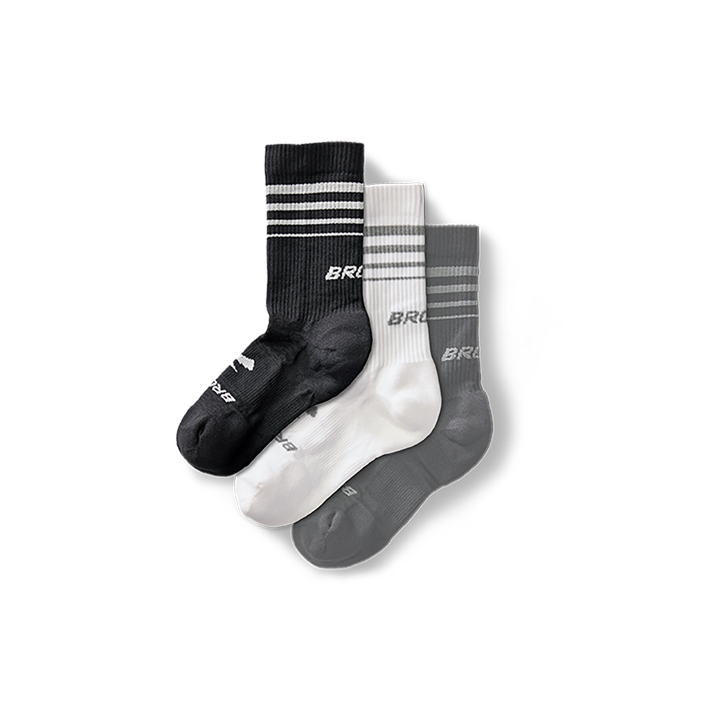 Brooks Run-In Crew 3-Pack — White - Brooks — Size Small — Front View