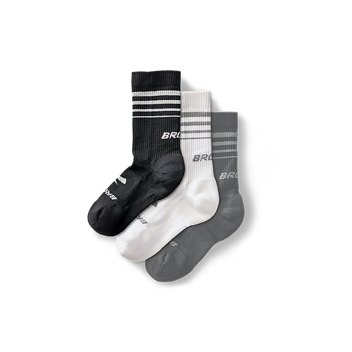 Brooks Run-In Crew 3-Pack — White - Brooks — Size Small — Front View