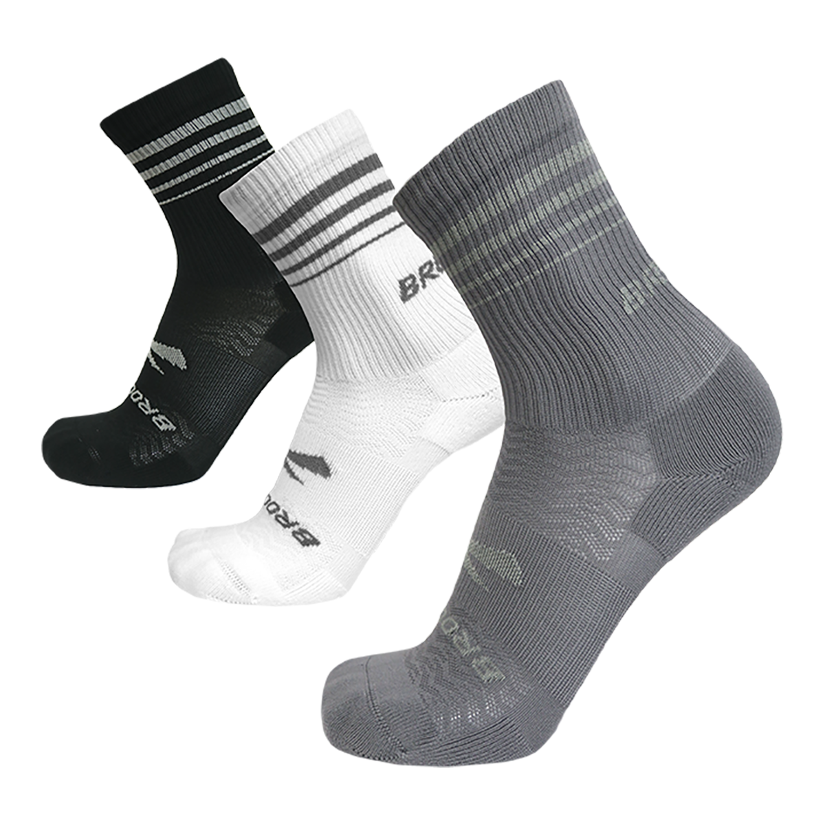 Brooks Run-In Crew 3-Pack — White - Brooks — Size Small — Side View