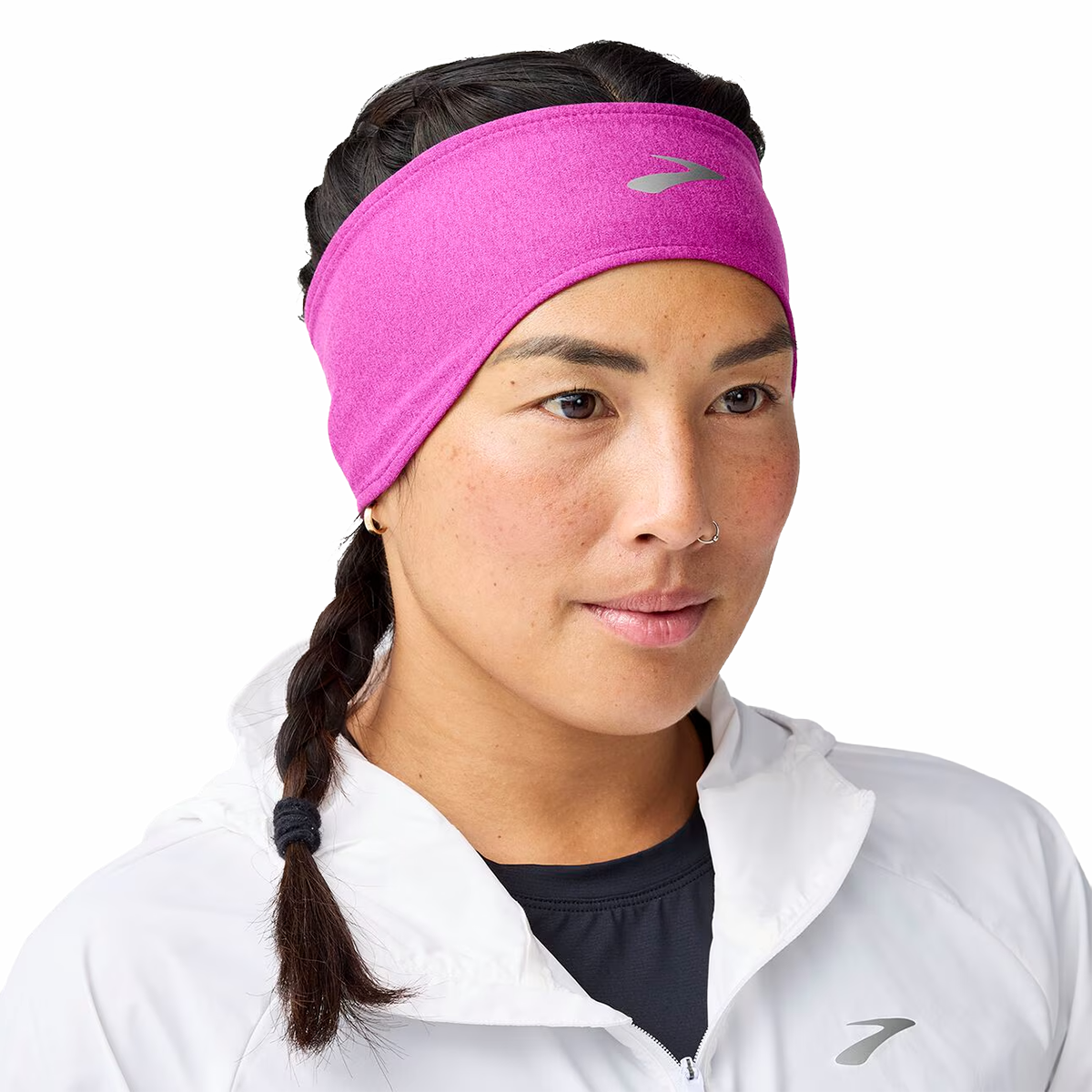 Brooks Luxe Thermal Headband — Heather Magenta — Size One Size — Side View
