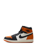 Air Jordan 1 High Og Leather Sneakers — Black, Orange / White — Size US M 6.5 - US W 8 — Detail View