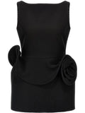 Magda Butrym Floral Applique Sheath Mini Dress — Black — Size XL — Front View