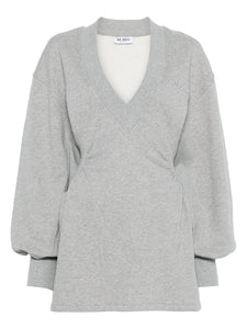 The Attico V Neck Long Sleeves Mini Dress — Grey — Size XS — Front View