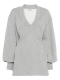 The Attico V Neck Long Sleeves Mini Dress — Grey — Size XS — Front View
