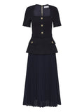Rebecca Vallance Jonie Midi Skirt — Blue/ Navy — Size XS — Front View