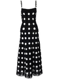 Carolina Herrera Polka Dot Knit Midi Dress — Black — Size XS — Front View