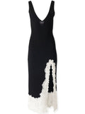Carolina Herrera Lace Trim Midi Dress — Black — Size XS — Front View