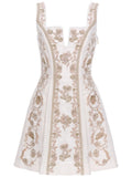 Agua By Agua Bendita All Over Embroidered Dress — White/ Red — Size XS — Front View
