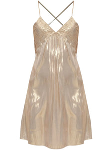 Zadigvoltaire Metallic Effect Mini Dress — Gold — Size XS — Front View