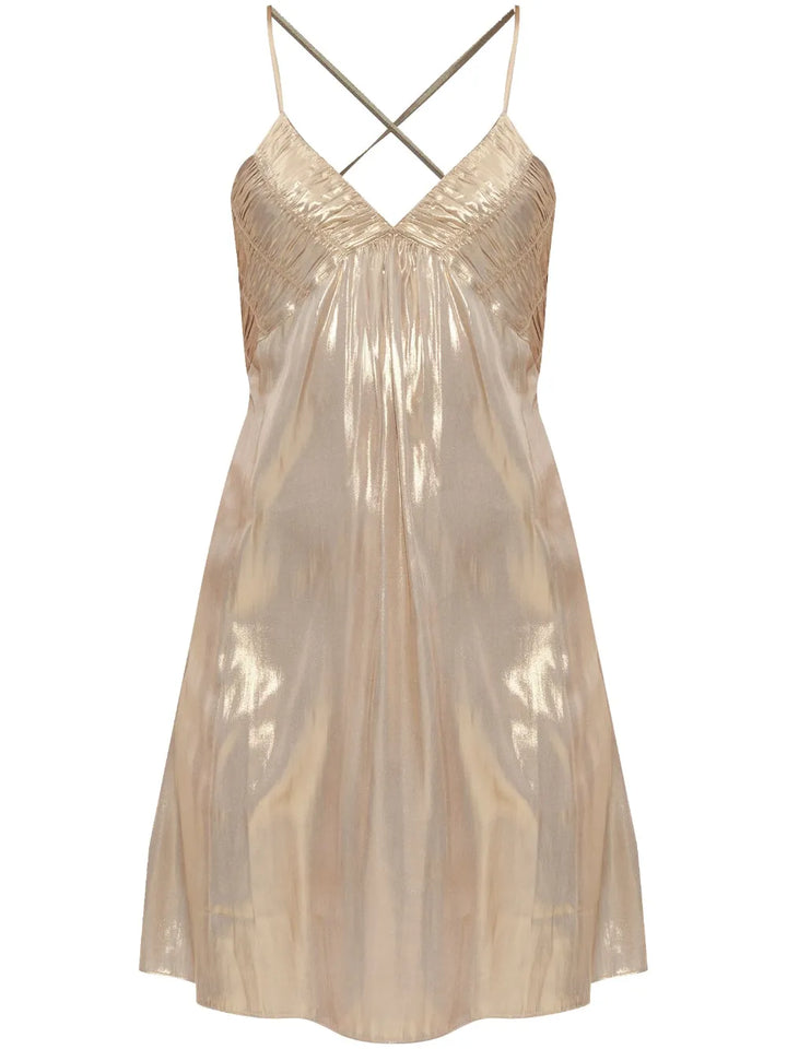 Zadigvoltaire Metallic Effect Mini Dress — Gold — Size XS — Front View