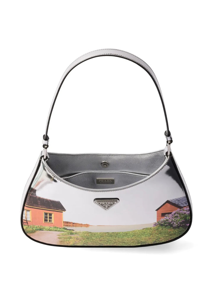 Prada Cleo Printed Brushed Leather Shoulder Bag — Same as shown — Size One Size — Top View
