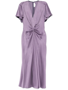 Victoria Beckham Satin Maxi Dress — Red/ Purple — Size XS — Front View