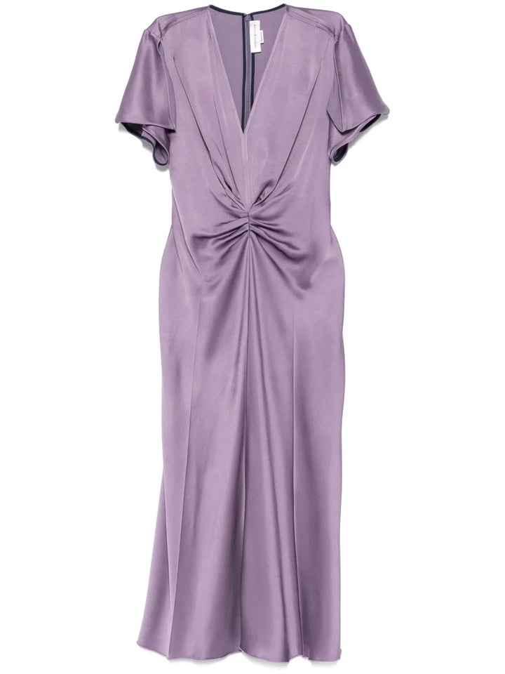 Victoria Beckham Satin Maxi Dress — Red/ Purple — Size XS — Front View