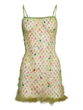 Roberta Einer Sequin Embellished Mini Dress — Green — Size XS — Front View
