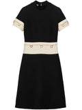 Prada Ring Detail Midi Dress — Black/ Red — Size XS — Front View