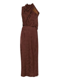 Johanna Ortiz Finding Balance Midi Dress — Brown — Size XS — Front View