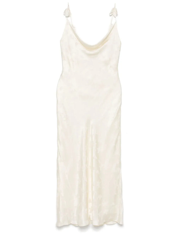 Rotate Birger Christensen Satin Midi Dress — Beige — Size XS — Front View