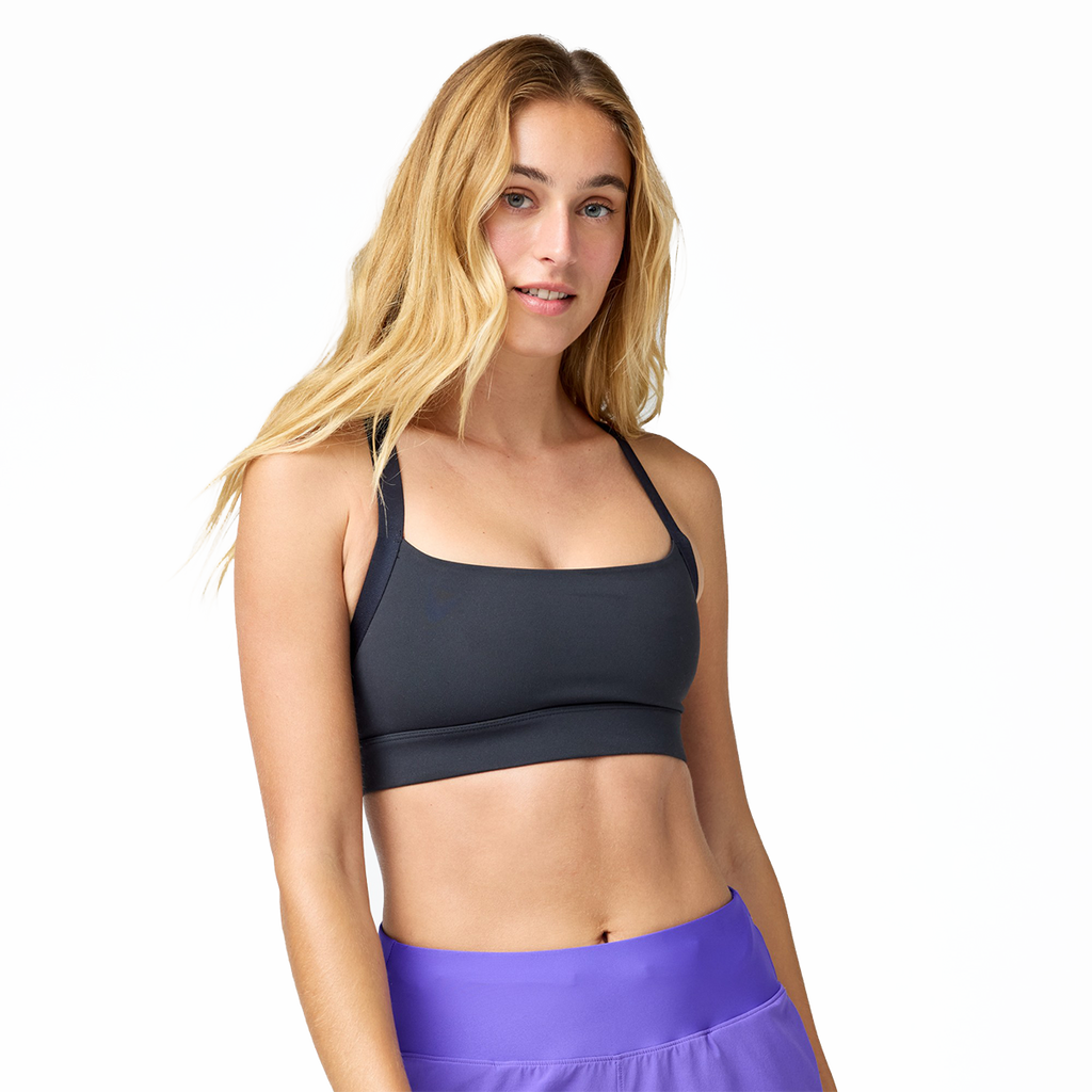 Brooks Luxe Strappy Bra — Black — Size XSmall — Back View