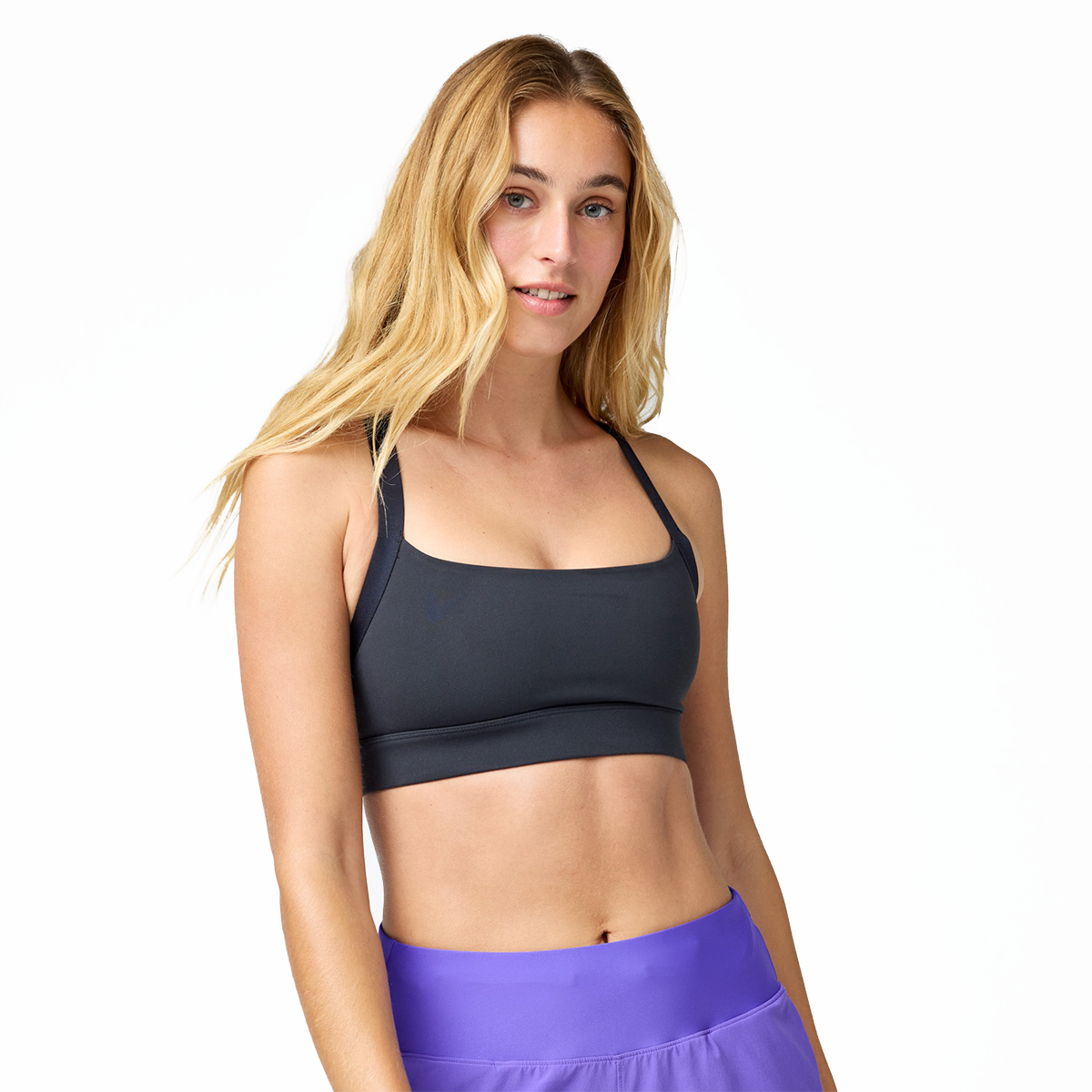 Brooks Luxe Strappy Bra — Black — Size XSmall — Back View