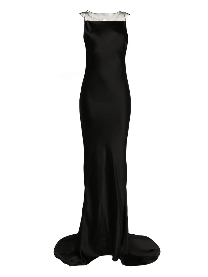 Maison Margiela Hammered Satin Gown — Black/ Red — Size XS — Front View