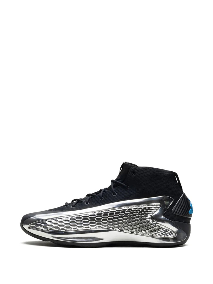 adidas Ae 1 Mid Silver Metallic Sneakers — Black — Size US M 7 - US W 8.5 — Detail View