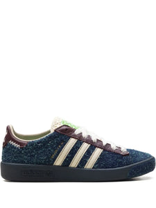 adidas X Brain Dead Forest Hills Three-Stripe Sneakers — Dark Blue — Size US M 8 - US W 9.5 — Front View