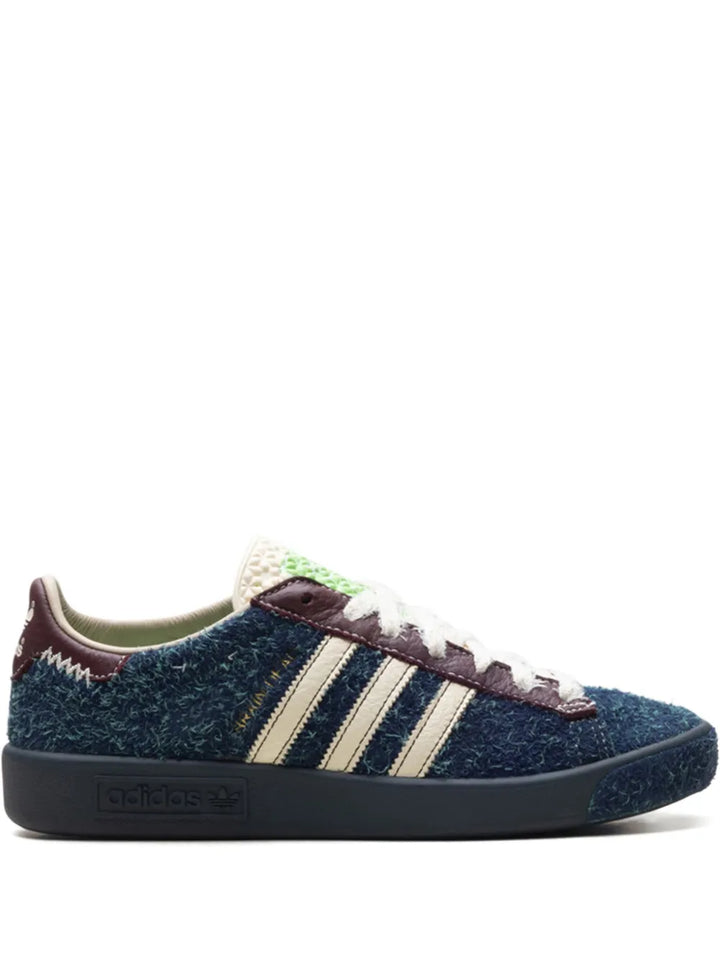 adidas X Brain Dead Forest Hills Three-Stripe Sneakers — Dark Blue — Size US M 8 - US W 9.5 — Front View