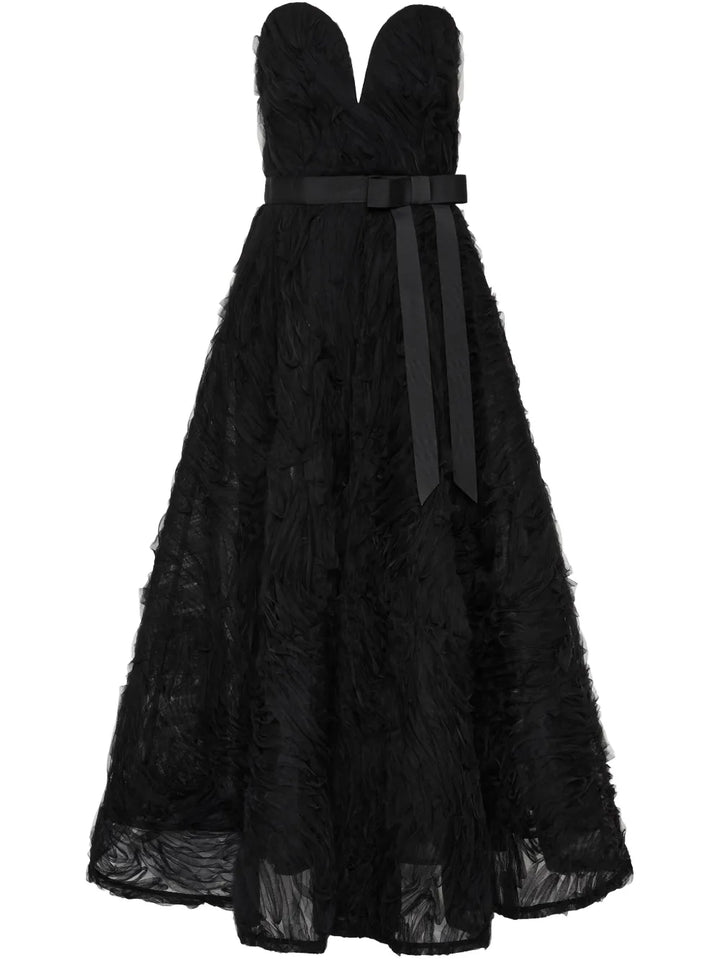 Rebecca Vallance Willow Midi Dress — Black — Size XS — Front View