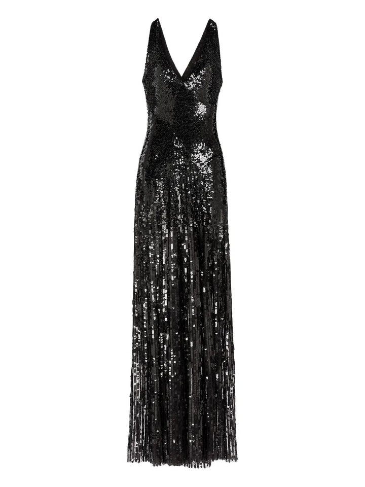 Jenny Packham Night Fever Maxi Dress — Black — Size XS — Front View