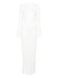 Self Portrait Gathered Jersey Maxi Dress — White/ Red — Size XS — Front View