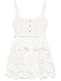 Self Portrait Lace Tiered Mini Dress — White/ Red — Size M — Front View