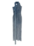 Aya Muse Han Maxi Dres — Blue — Size S — Front View