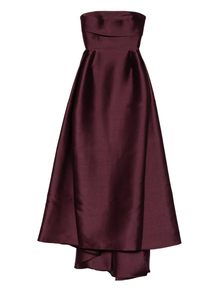 Solace London Tiffany Strapless Asymmetric Maxi Dress — Red — Size S — Front View