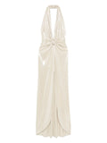Nissa Cire Maxi Dress — Beige — Size S — Front View