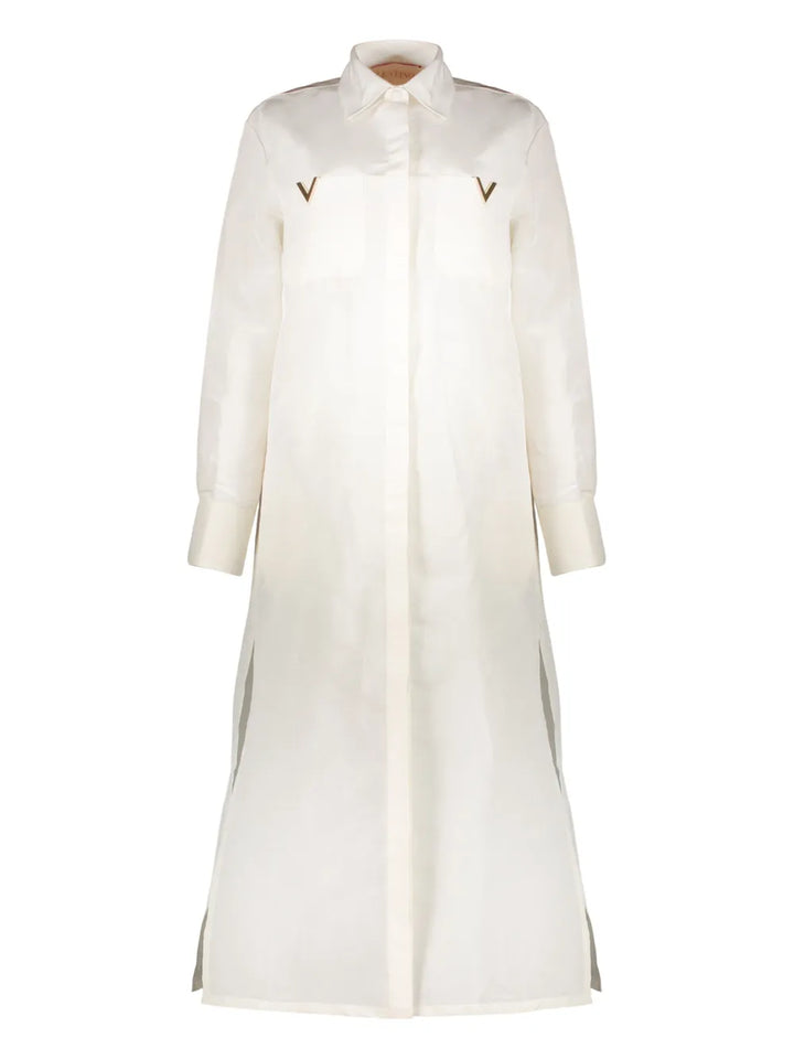 Valentino Garavani Vlogo Signature Shirt Maxi Dress — White — Size XS — Front View