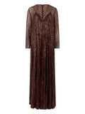 Valentino Garavani Sequin Embellished Maxi Dress — Brown — Size XL — Front View
